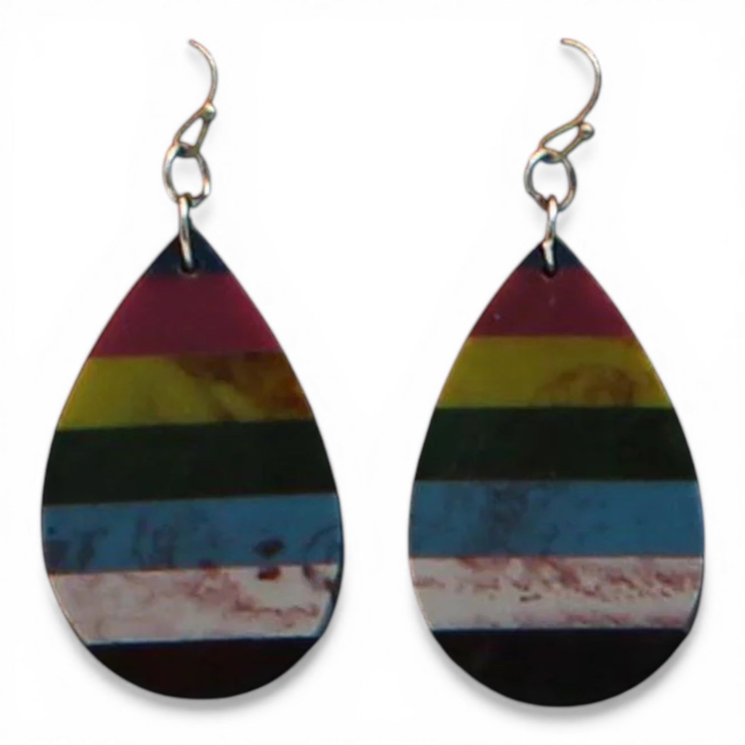 EARRINGS STRIPE MULTI TEAR DROP