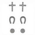 SILVER STRIKE EARRINGS 3PR STUD SET