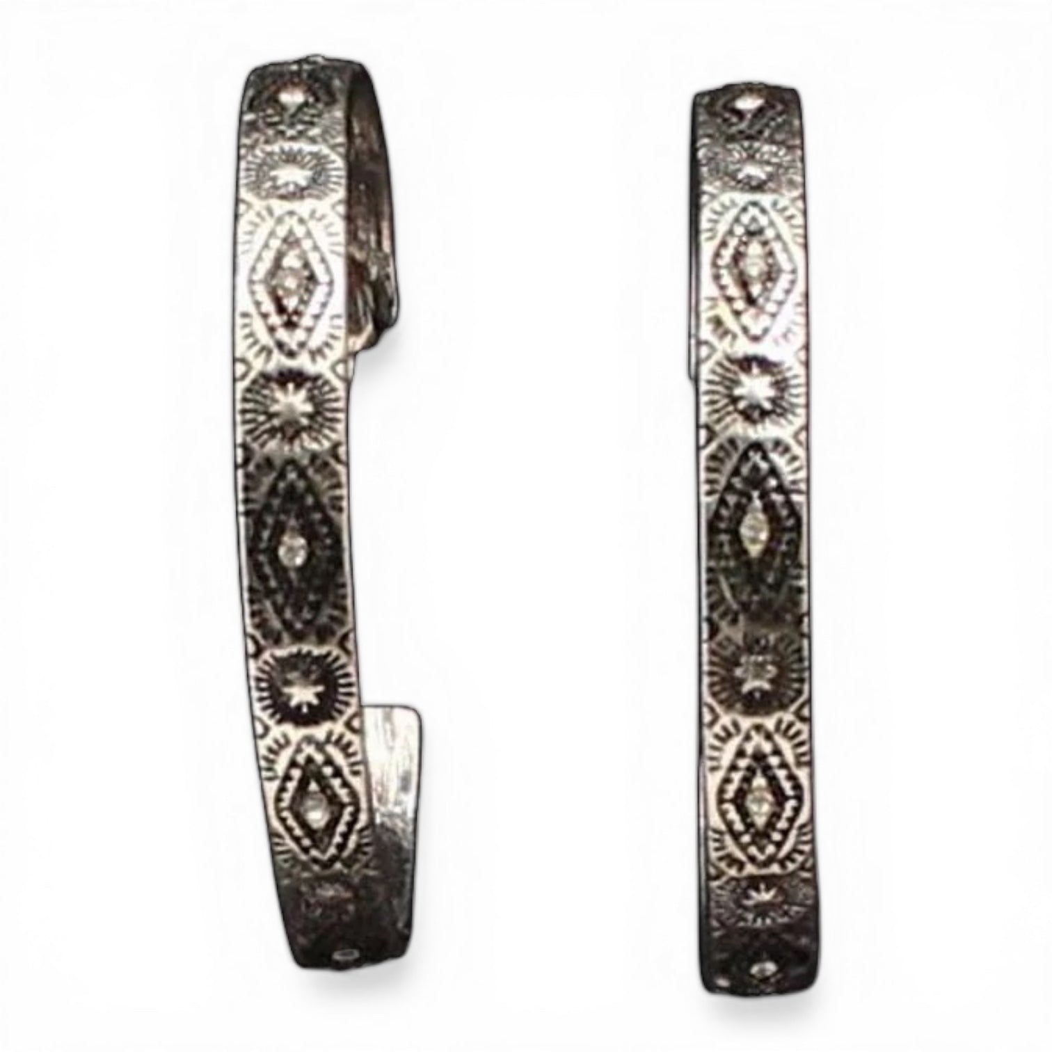 SILVER STRIKE EARRINGS AZTEC ENGRAVED HOOP