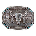 NOCONA MENS RECTANGLE ARROW SKULL FEATHER BUCKLE
