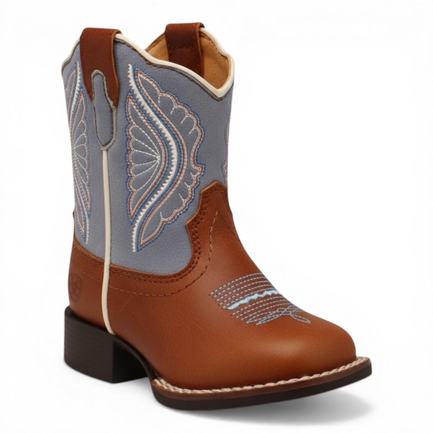 ARIAT SHELBY STYLE LIL’ STOMPERS TODDLER BOOTS LIGHT BLUE TAN