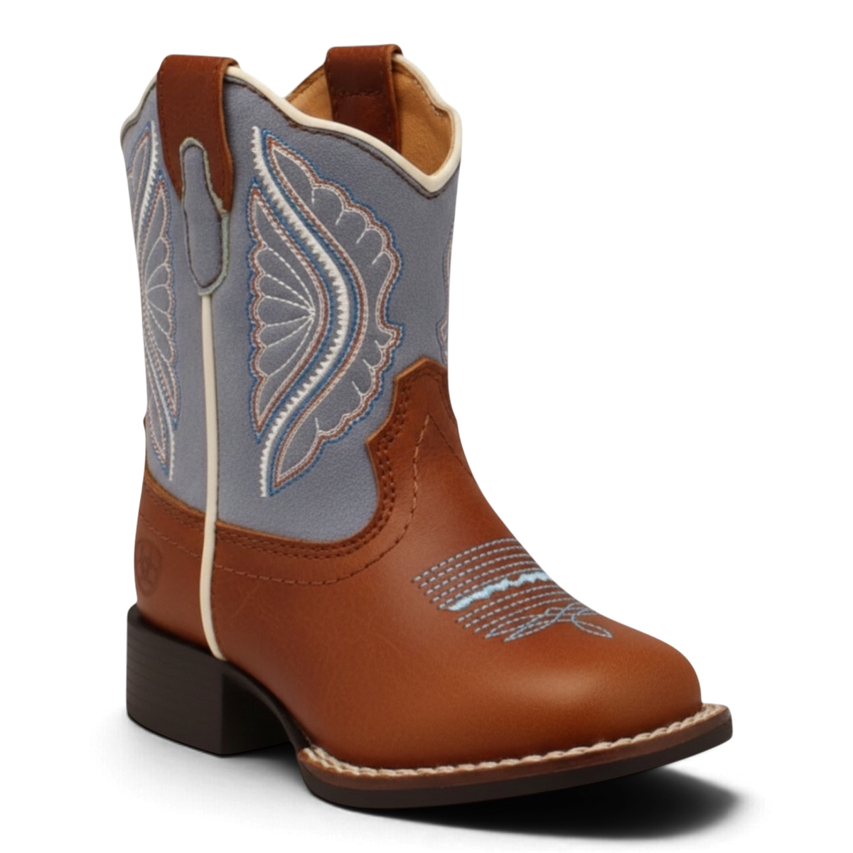 ARIAT SHELBY STYLE LIL’ STOMPERS TODDLER BOOTS LIGHT BLUE TAN