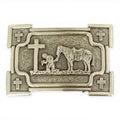 Nocona Mens Praying Cowboy With Horse Rectangular Belt Buckle