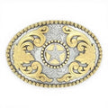 Nocona Western Men's Floral Embossed 2-Toned Star Belt Buckle