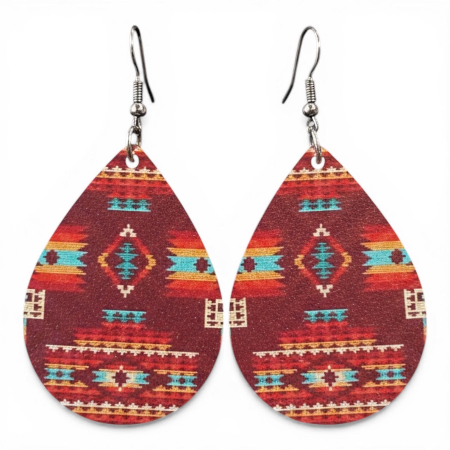 EAR RINGS AZTEC PATTERN TEARDROP