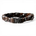 SILVER STRIKE MENS BRACELET CHAIN LINK LEATHER BROWN