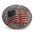 Nocona® Men's Smooth Edge Flag Born In The USA Belt Buckle