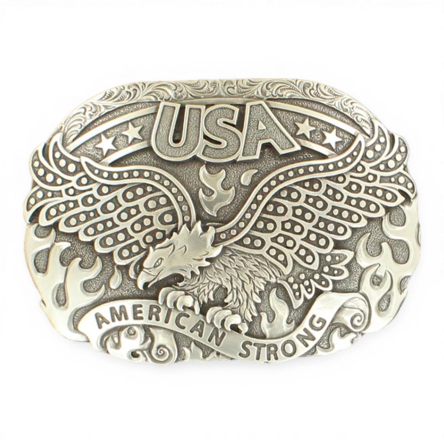 Nocona Mens Silver Toned Eagle American Strong Belt Buckle