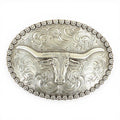 Nocona Men's Longhorn Silver Belt Buckle