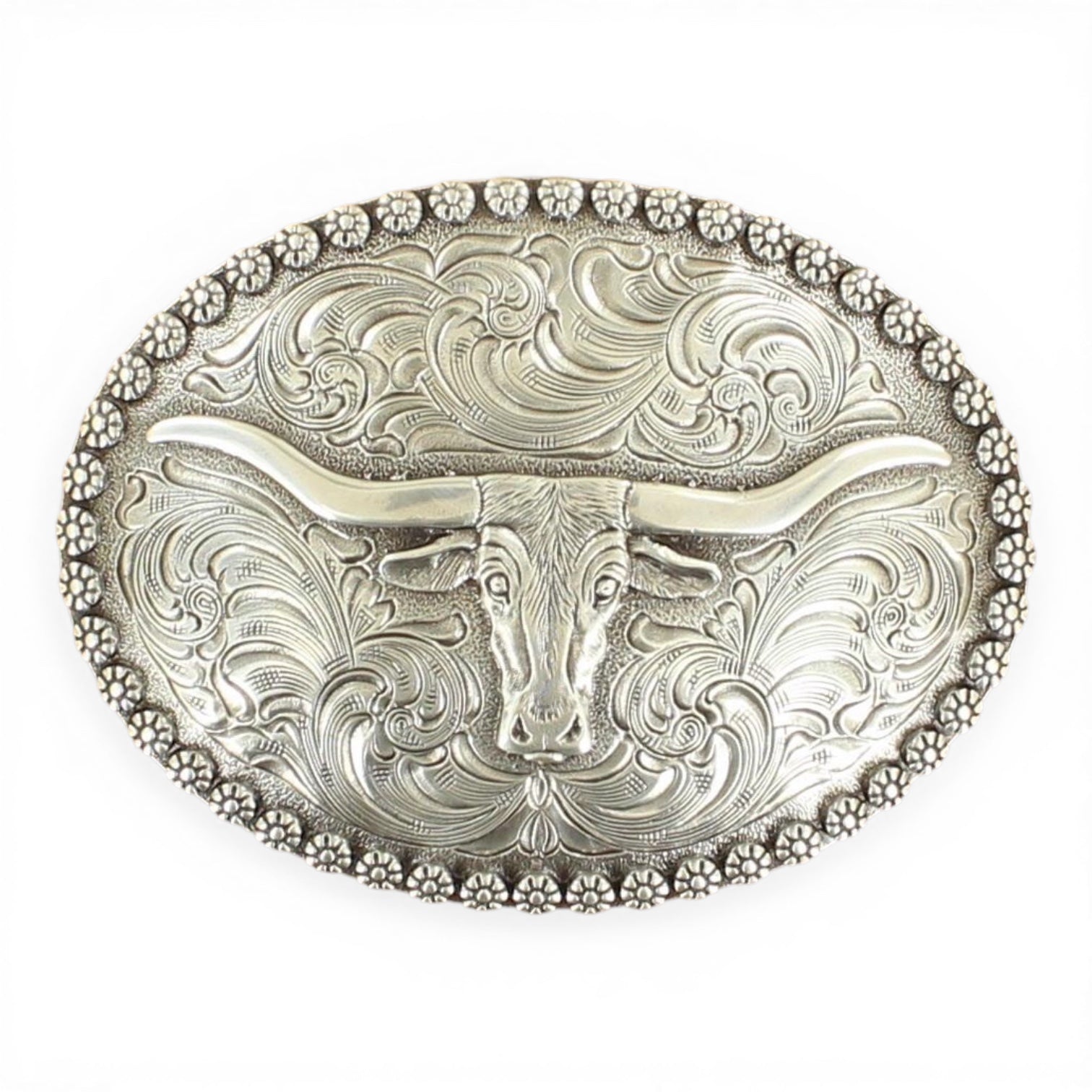 Nocona Men's Longhorn Silver Belt Buckle