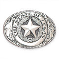 ANTIQUE SILVER OVAL TEXAS SEAL BUCKLE