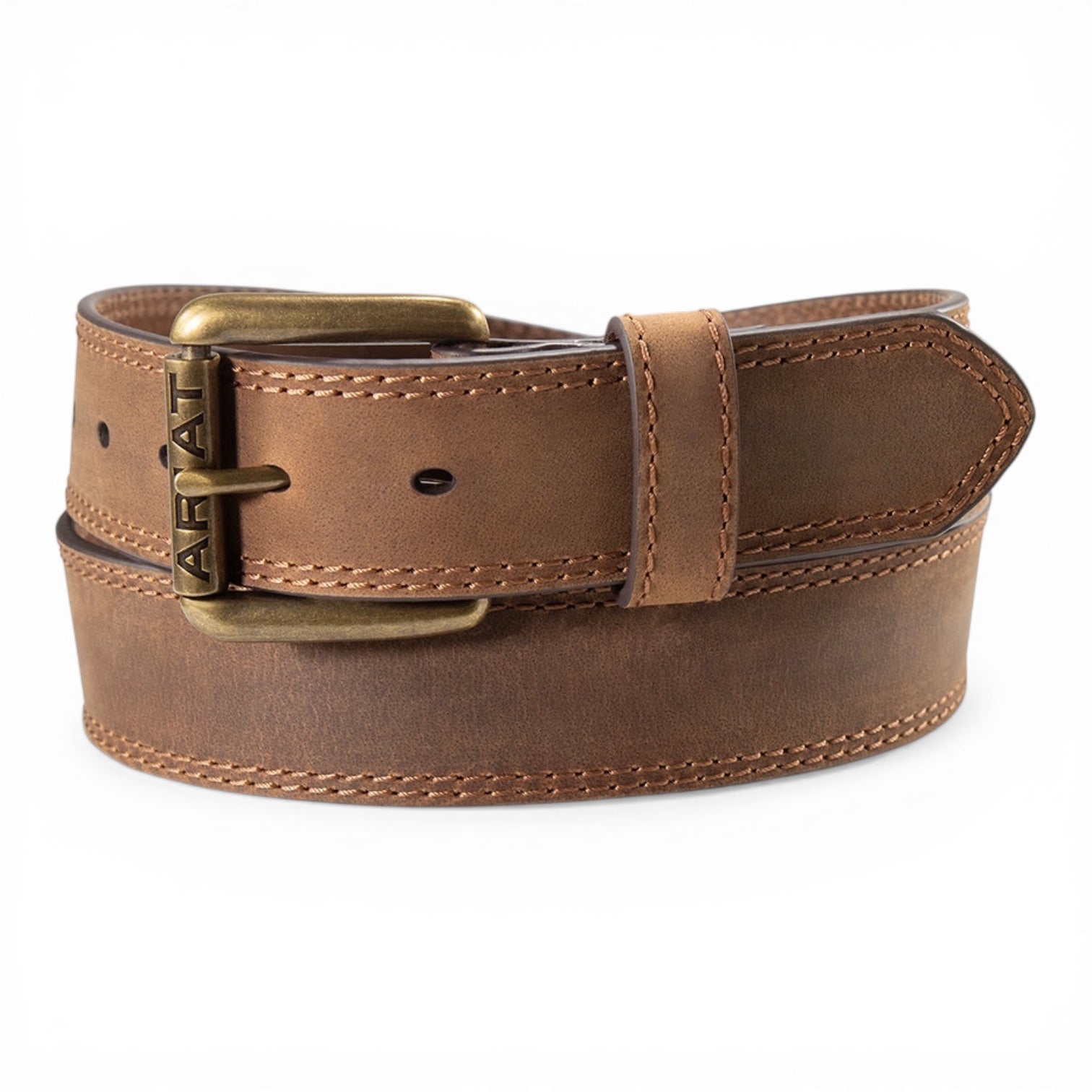 ARIAT MENS WORK BELT 1 1/2" SINGLE PLY LEATHER MEDIUM BROWN