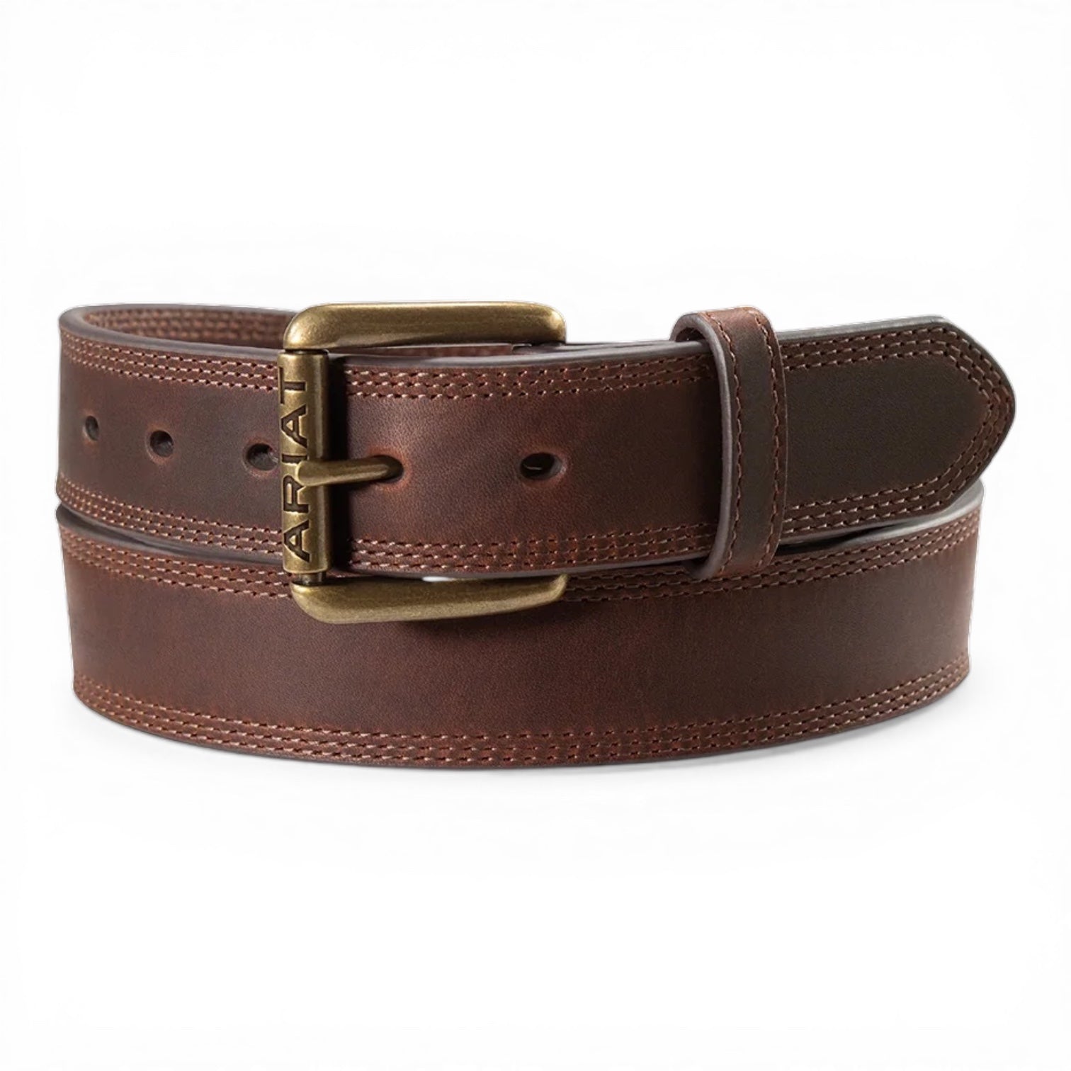 ARIAT MENS WORK BELT 1 1/2" TRIPLE STITCH BROWN