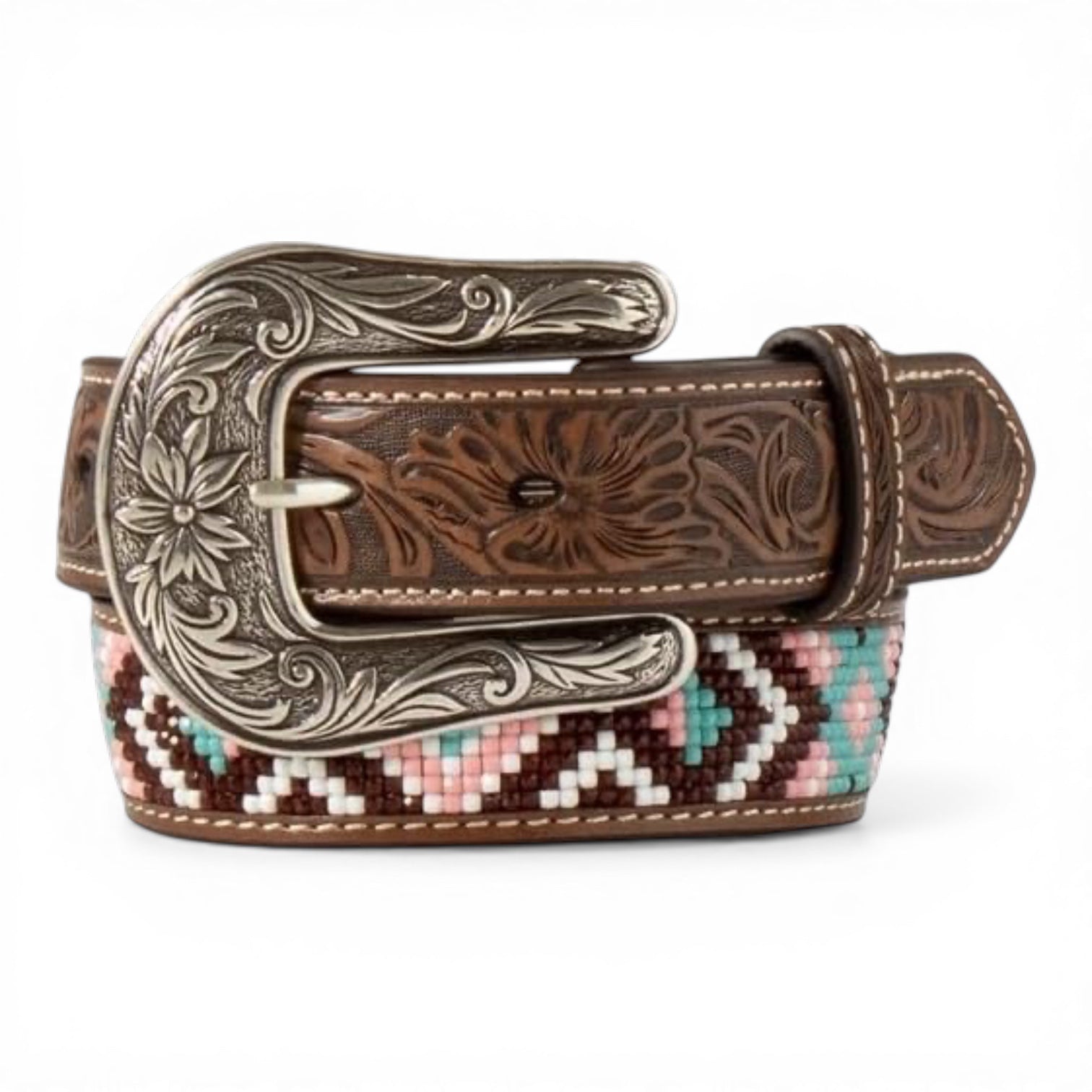 ANGEL RANCH GIRLS BELT 1 1/4" SOUTHWEST RESIN BEADS MULTICOLOR