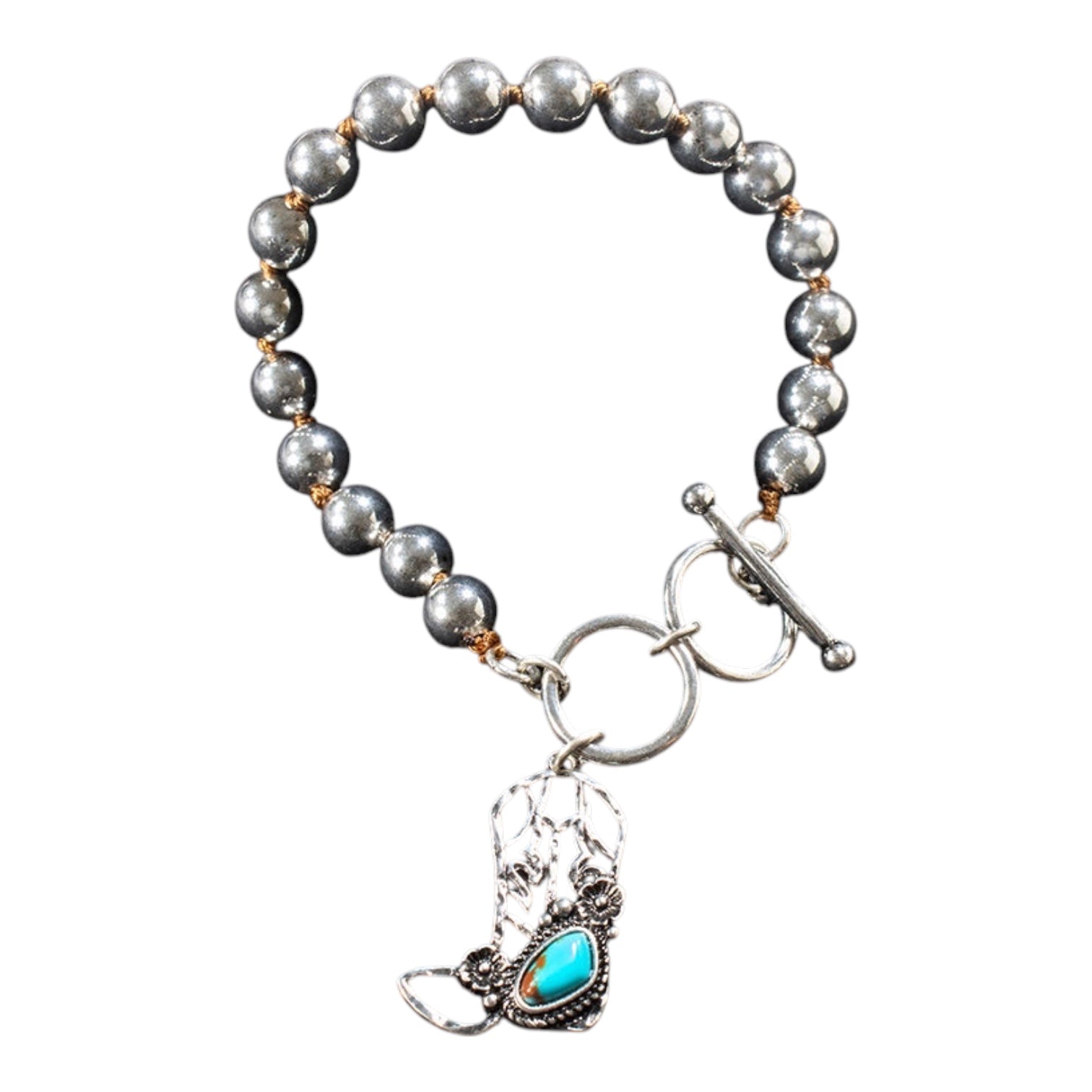 SILVER STRIKE BRACELET COWBOY BOOT BRACELET TURQUOISE