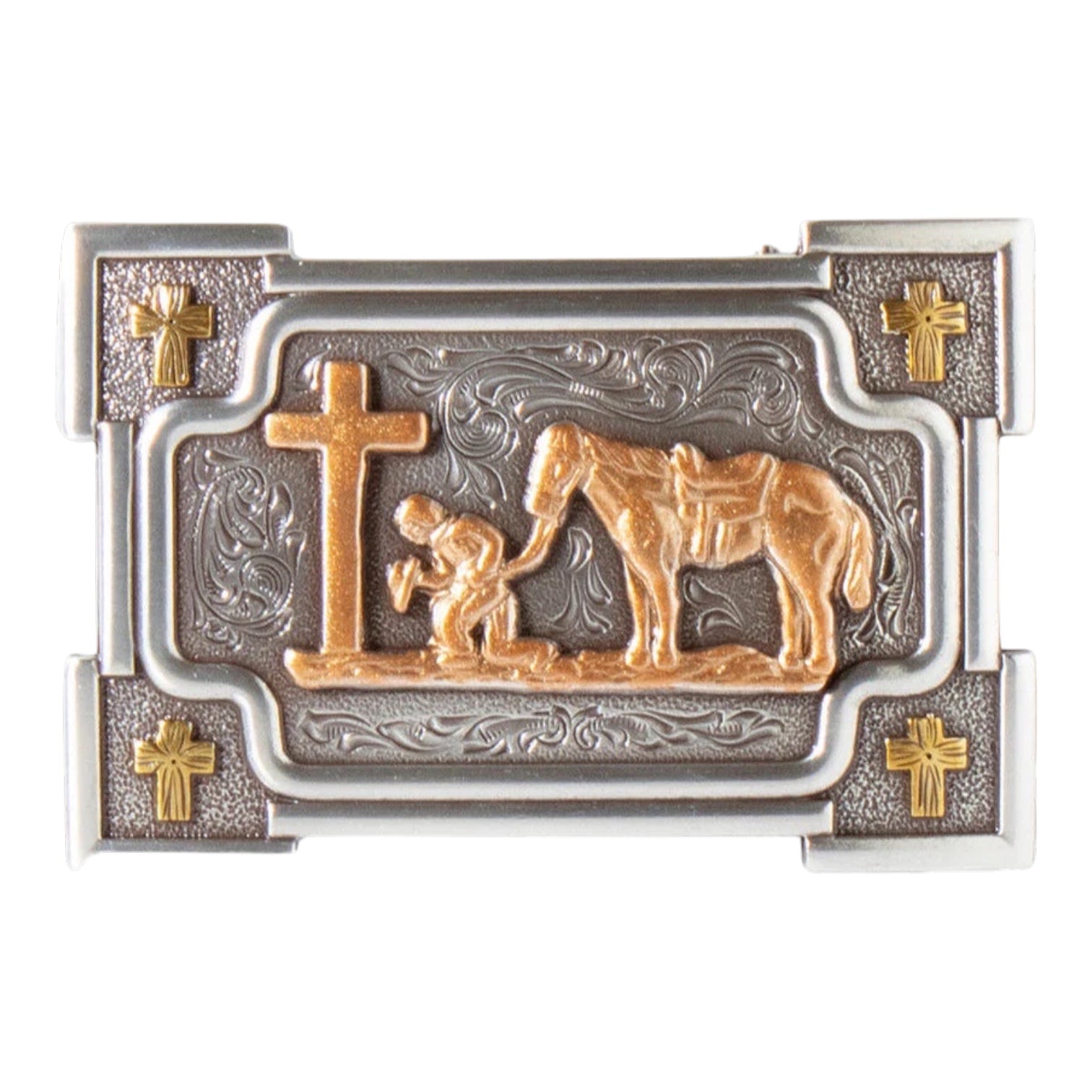 NOCONA MENS BUCKLE RECTANGLE SMOOTH EDGE PRAYING COWBOY