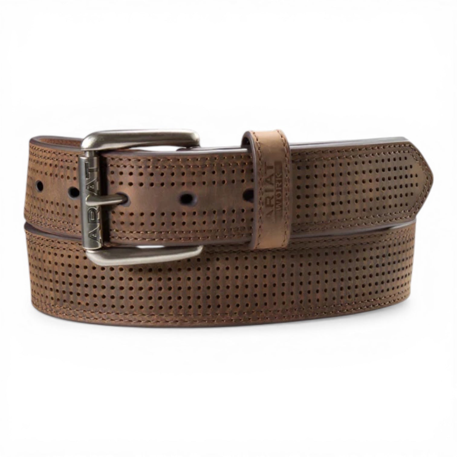 ARIAT MENS WORK BELT 1 1/2" PERFORATED BROWN