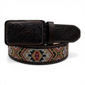 Aztec Embroidered Leather Western Belt