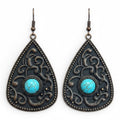 WESTERN TEARDROP TURQUOISE STONE EARRINGS