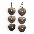 WESTERN TRIPLE HEART CONCHO DROP EARRINGS