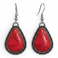 WESTERN TEARDROP RED STONE EARRINGS