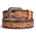 Hand-Tooled Floral Western Leather Belt