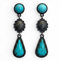 WESTERN TURQUOISE CONCHO TEARDROP DROP EARRINGS