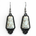 WESTERN WHITE STONE ROSE DROP EARRINGS