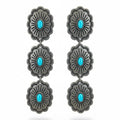 WESTERN TRIPLE OVAL CONCHO TURQUOISE DROP EARRINGS