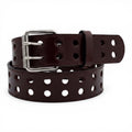 Men's Double-Prong Perforated Leather Belt