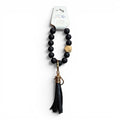 Beaded Wristlet Keychain with Leather Tassel