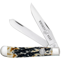 WHISKEY BENT CARVED BURNT BONE TRAPPER KNIVES