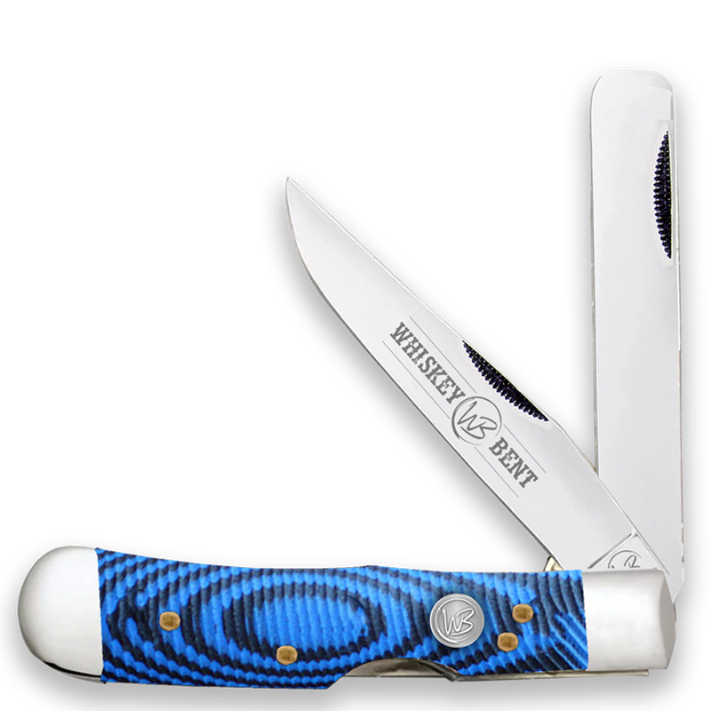 WHISKEY BENT BLUE BURST TRAPPER BULLCUTTER KNIVES