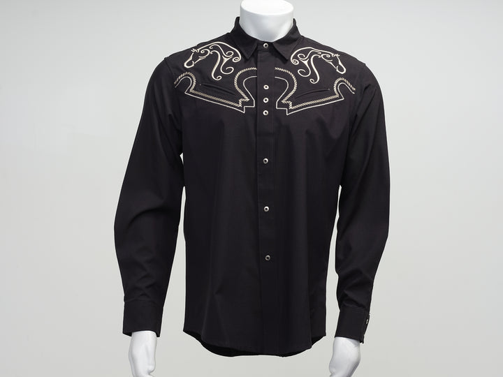 Men's Western Shirt | HORSE - Black/White