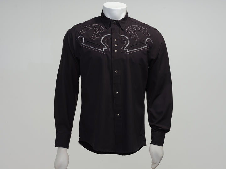 Men's Western Shirt | HORSE - Black/Silver